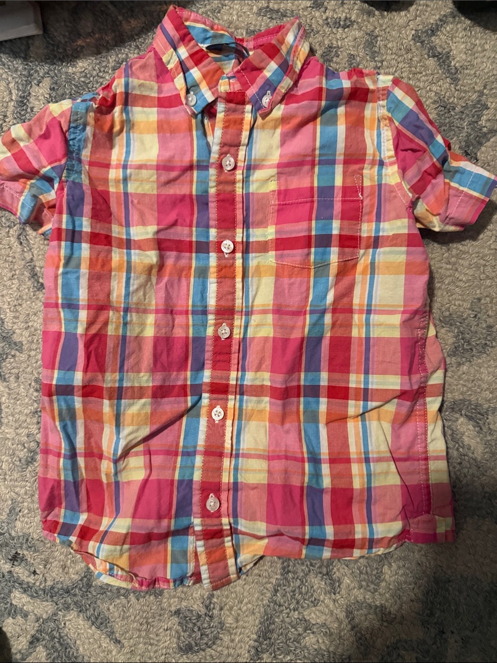 Janie and Jack Pink Multicolor Plaid Short-Sleeve Button-Down